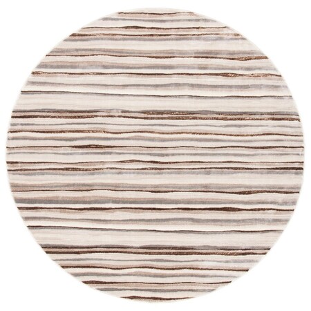Safavieh 6 ft. 7 in. x 6 ft. 7 in. Lagoon Power Loomed Round Area Rug; Ivory & Brown LGN148B-7R